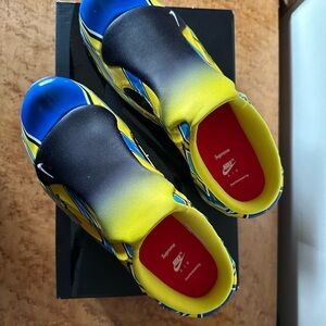 Nike x Supreme Yellow and Blue Slip-On Shoes